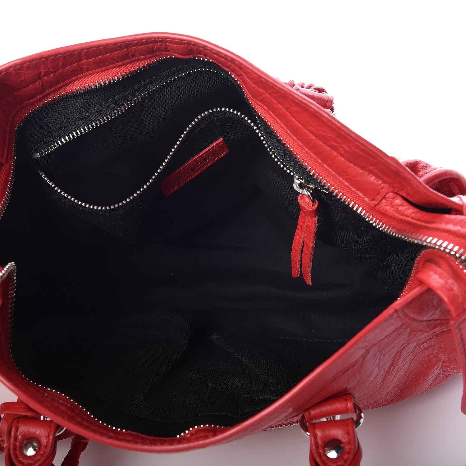 Balenciaga Agneau Arena Classic Silver Hardware S City Logo Strap Rouge Cardinal Black 8 of 10