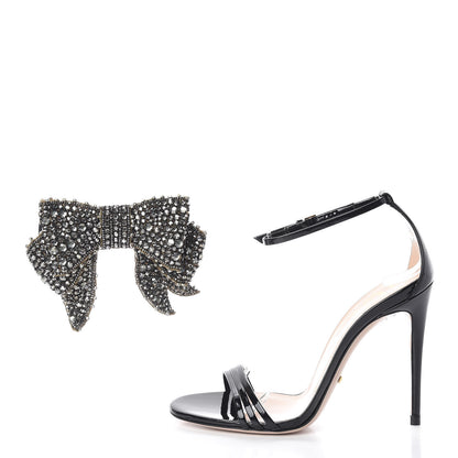 Gucci Patent Crystal Removable Bow Sandals 35.5 Black 9 of 10