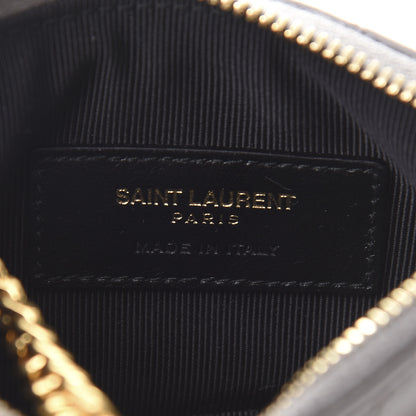 Saint Laurent Calfskin Matelasse Monogram Key Pouch Fog 6 of 8