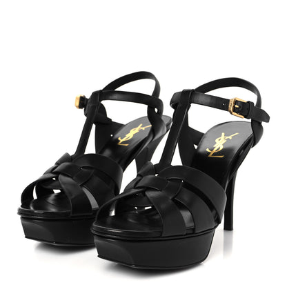 Saint Laurent Calfskin Tribute 75 Platform Sandals 37.5 Black 4 of 10