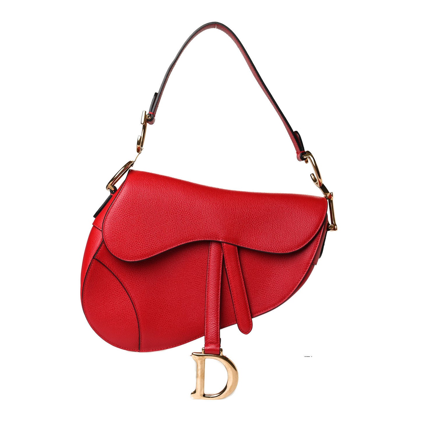 Grained Calfskin Saddle Bag Red