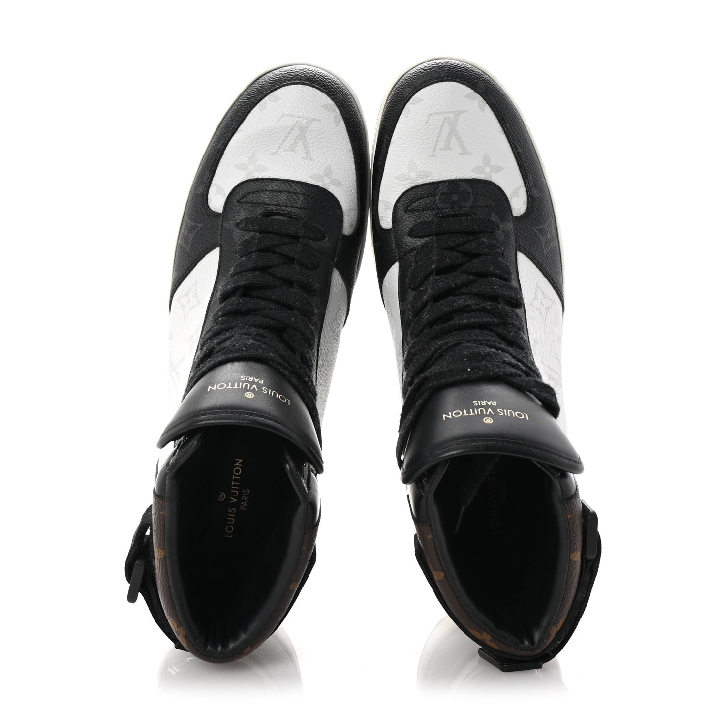 Calfskin Monogram Mens Rivoli High Top Sneakers 9.5 Black