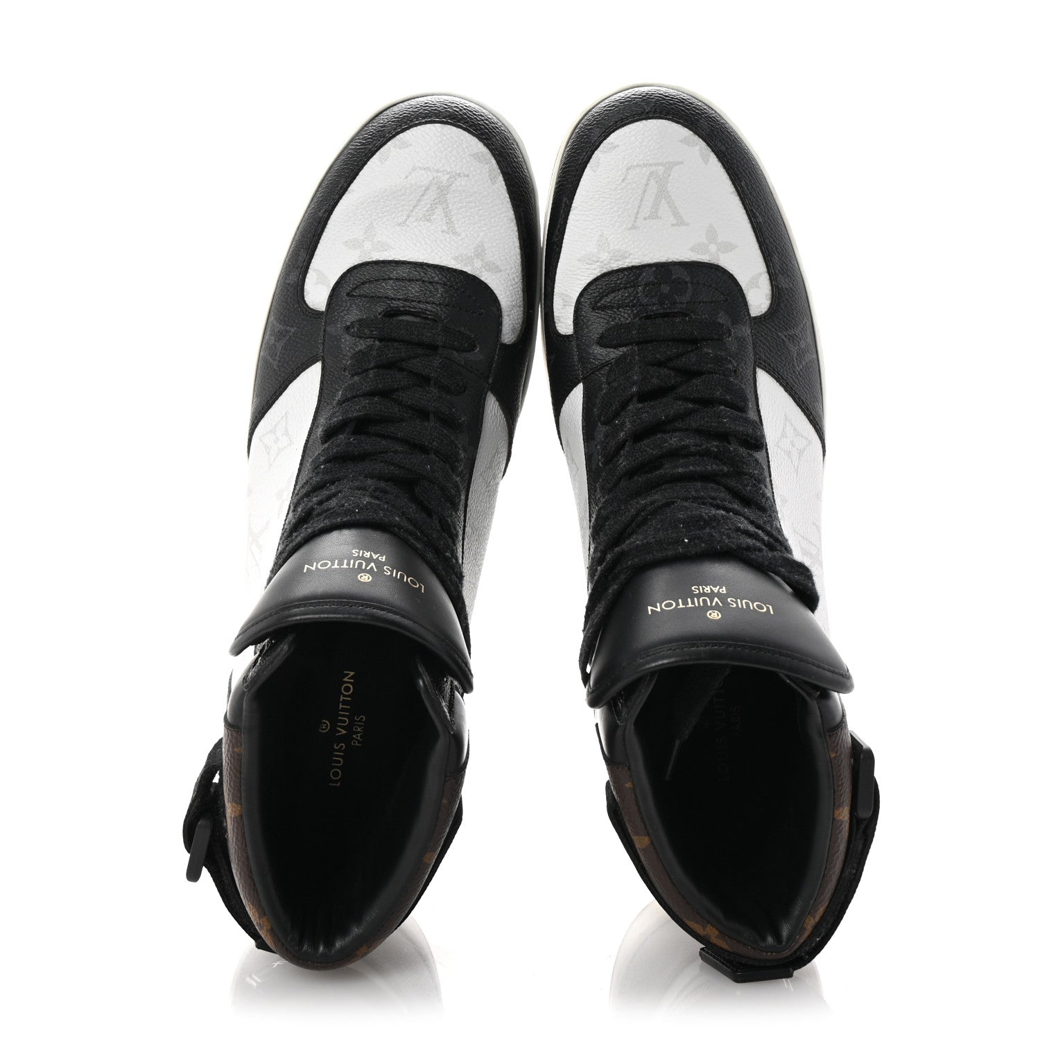 Louis Vuitton Calfskin Monogram Mens Rivoli High Top Sneakers 9.5 Black 2 of 9