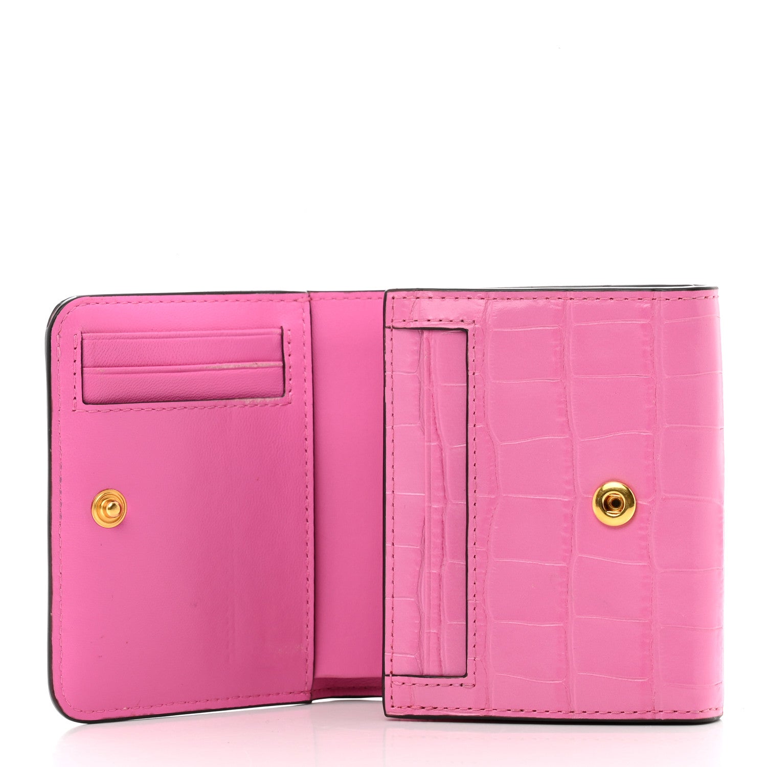 Mulberry Crocodile Embossed Calfskin Small French Continental Wallet Raspberry Pink 6 of 9