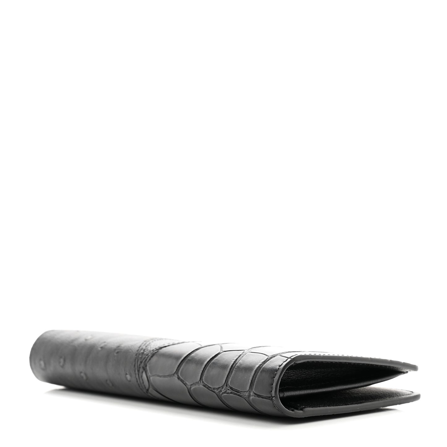 Crocodile Ostrich Monogram Eclipse Brazza Wallet Black