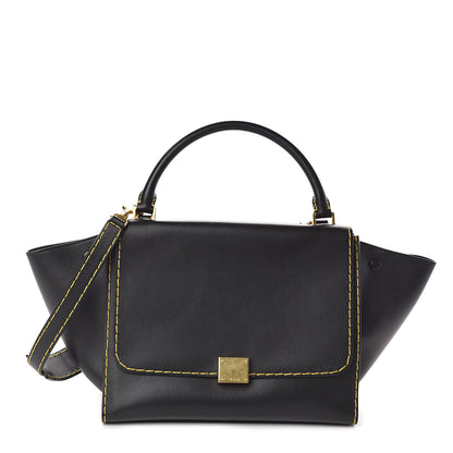 Celine Smooth Calfskin Yellow Stitching Medium Trapeze Black 1 of 9