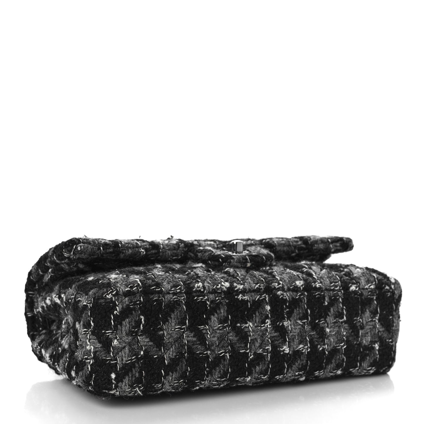 Tweed Medium Double Flap Black Grey