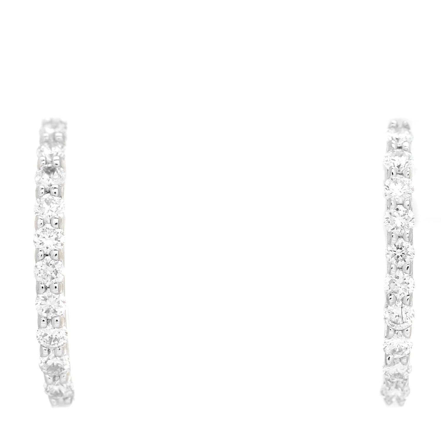 Roberto Coin 18K White Gold Diamond Pave Huggie Earrings 1 of 4