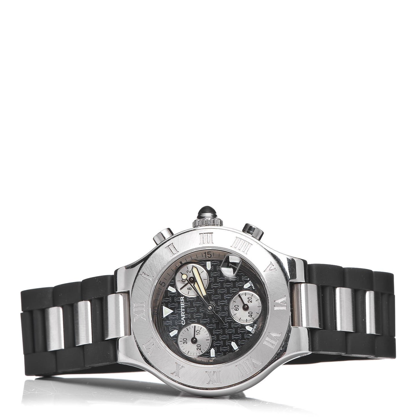 Stainless Steel Rubber 32mm Must 21 Chronoscaph Quartz Watch Black