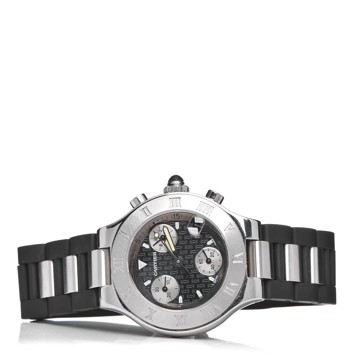 Cartier Stainless Steel Rubber 32mm Must 21 Chronoscaph Quartz Watch Black 3 of 6
