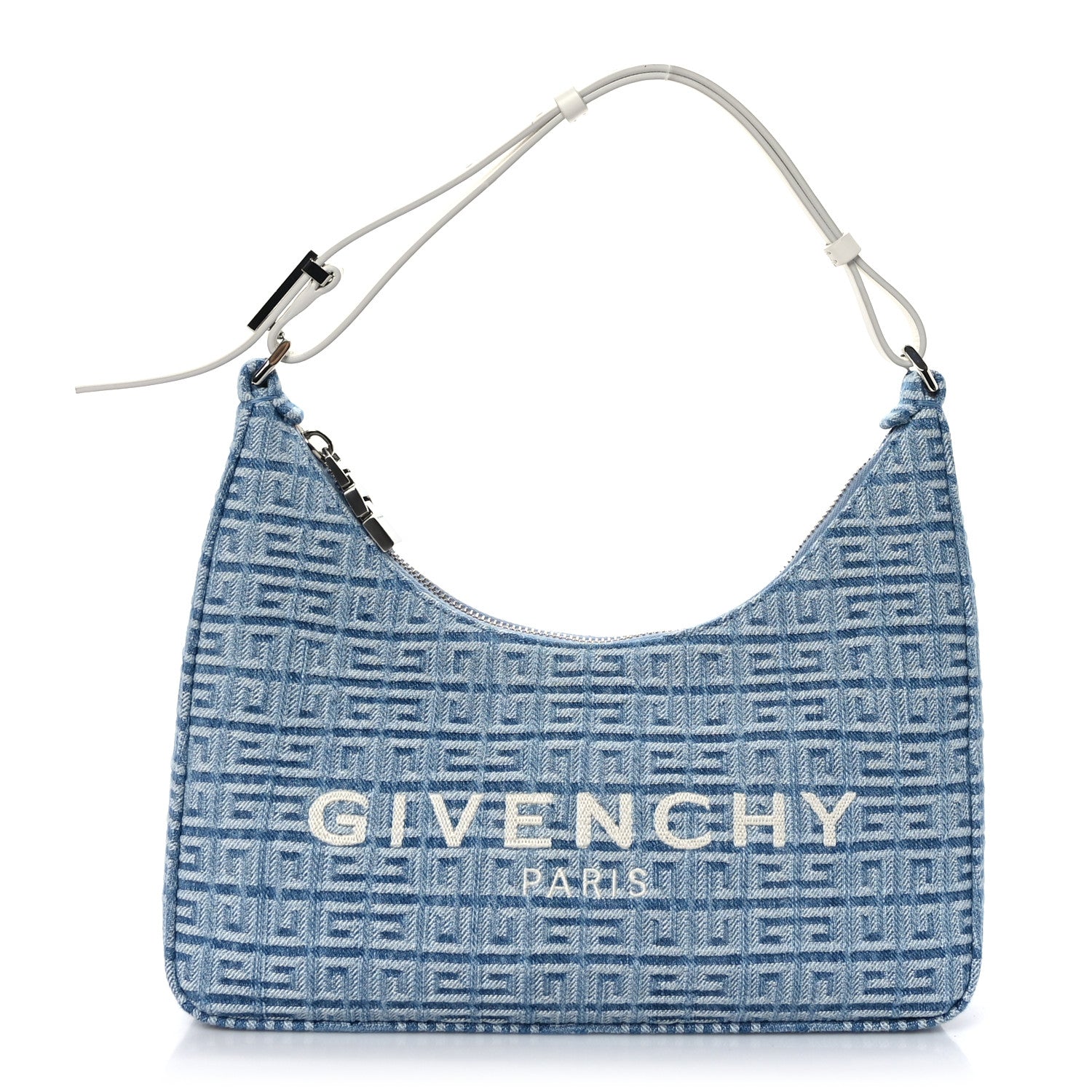 Givenchy Denim 4G Logo Small Moon Cut Out Shoulder Bag Light Blue 1 of 9