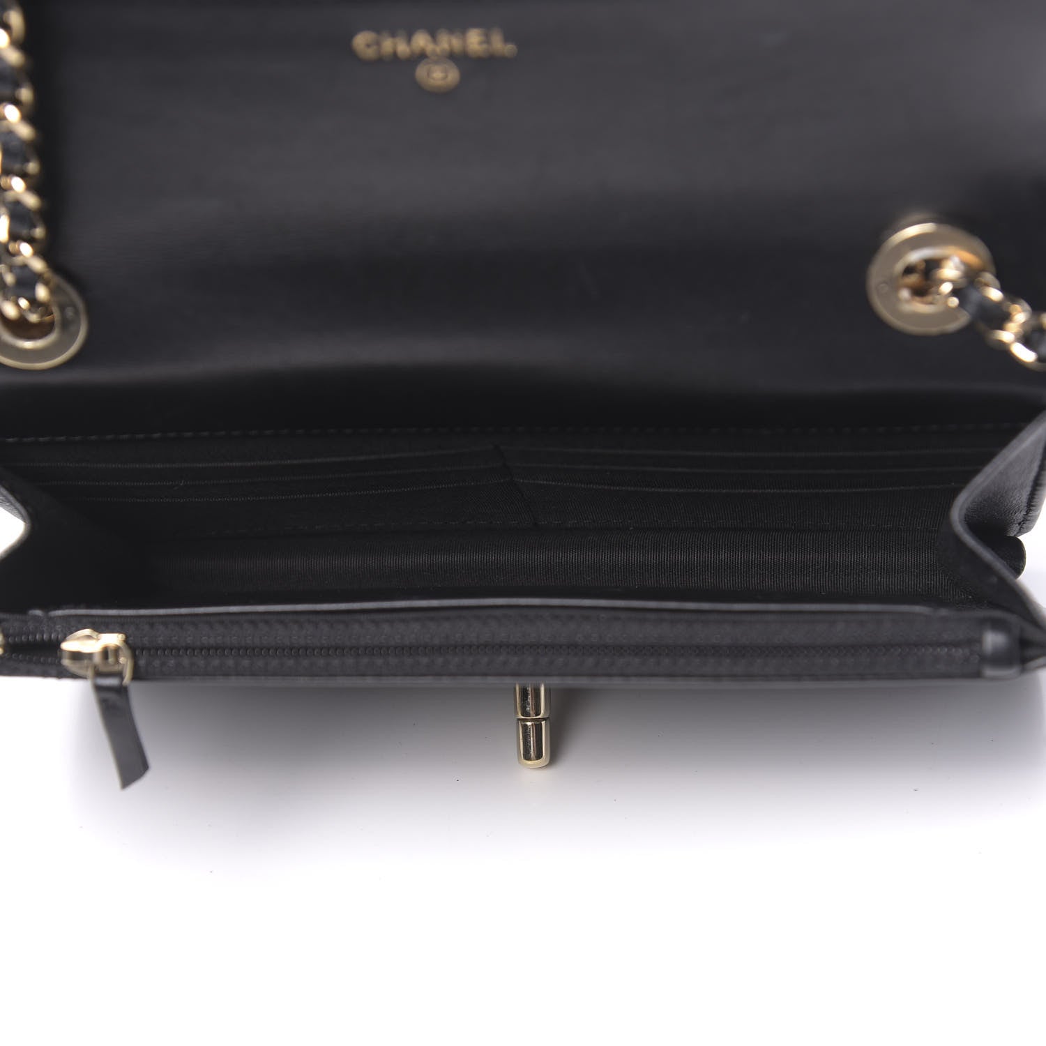 Chanel Lambskin Chevron Quilted Trendy CC Wallet On Chain WOC Black 5 of 15