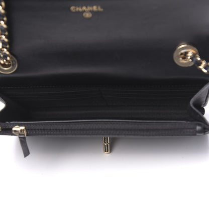 Chanel Lambskin Chevron Quilted Trendy CC Wallet On Chain WOC Black 5 of 15
