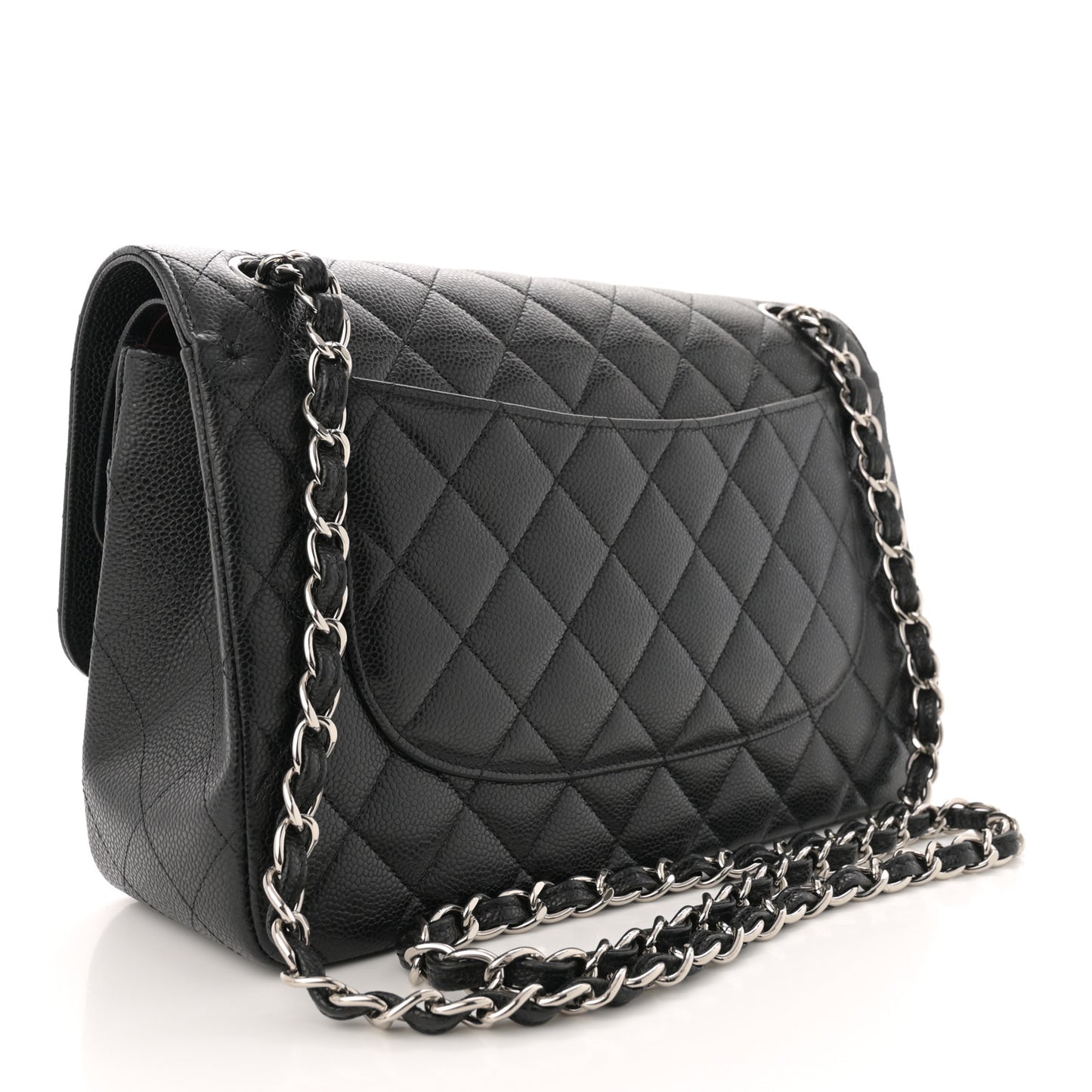 Caviar Quilted Jumbo Double Flap Black