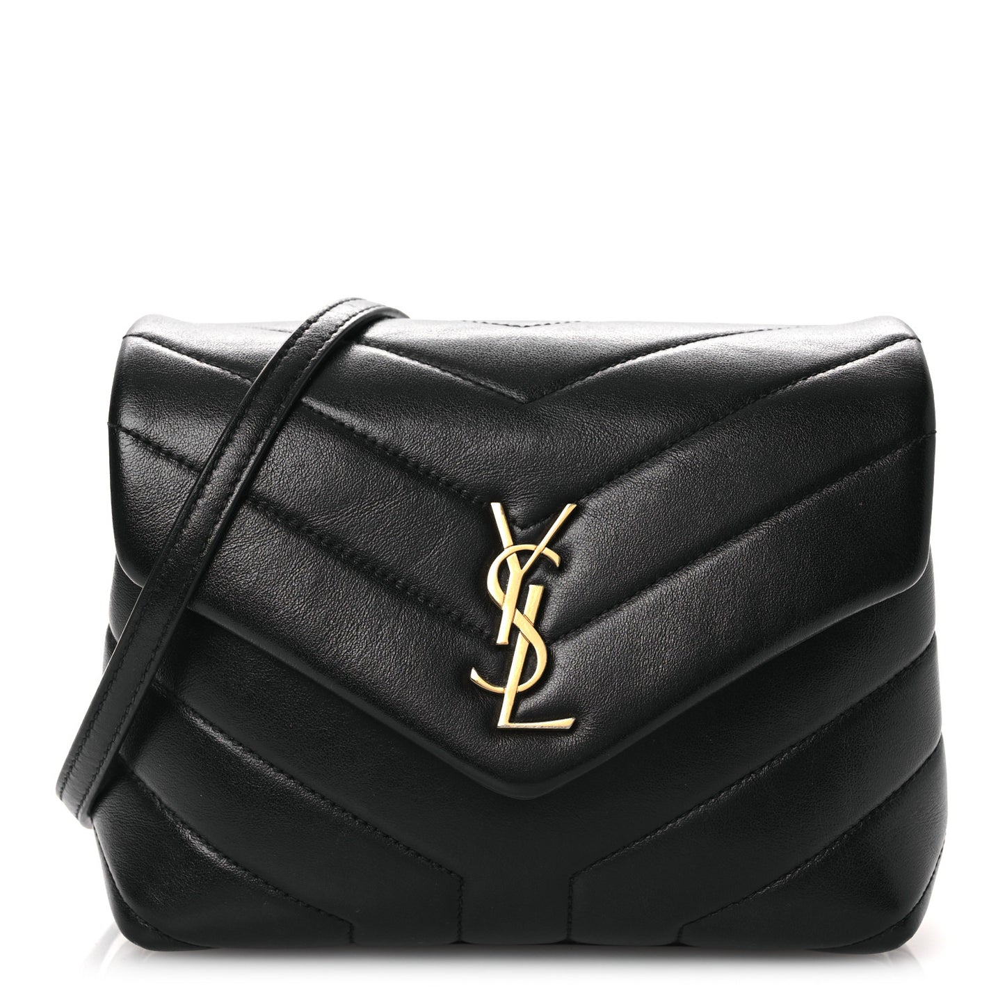 Calfskin Y Quilted Monogram Toy Loulou Crossbody Bag Black