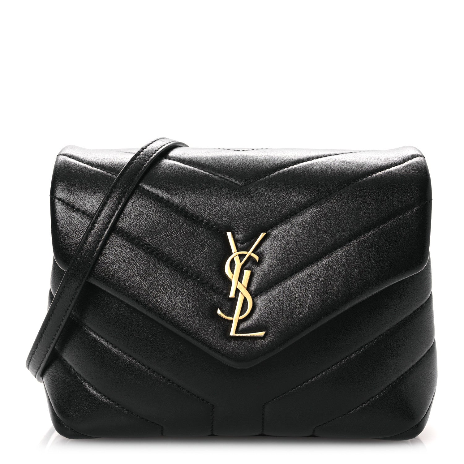 Saint Laurent Calfskin Y Quilted Monogram Toy Loulou Crossbody Bag Black 1 of 15