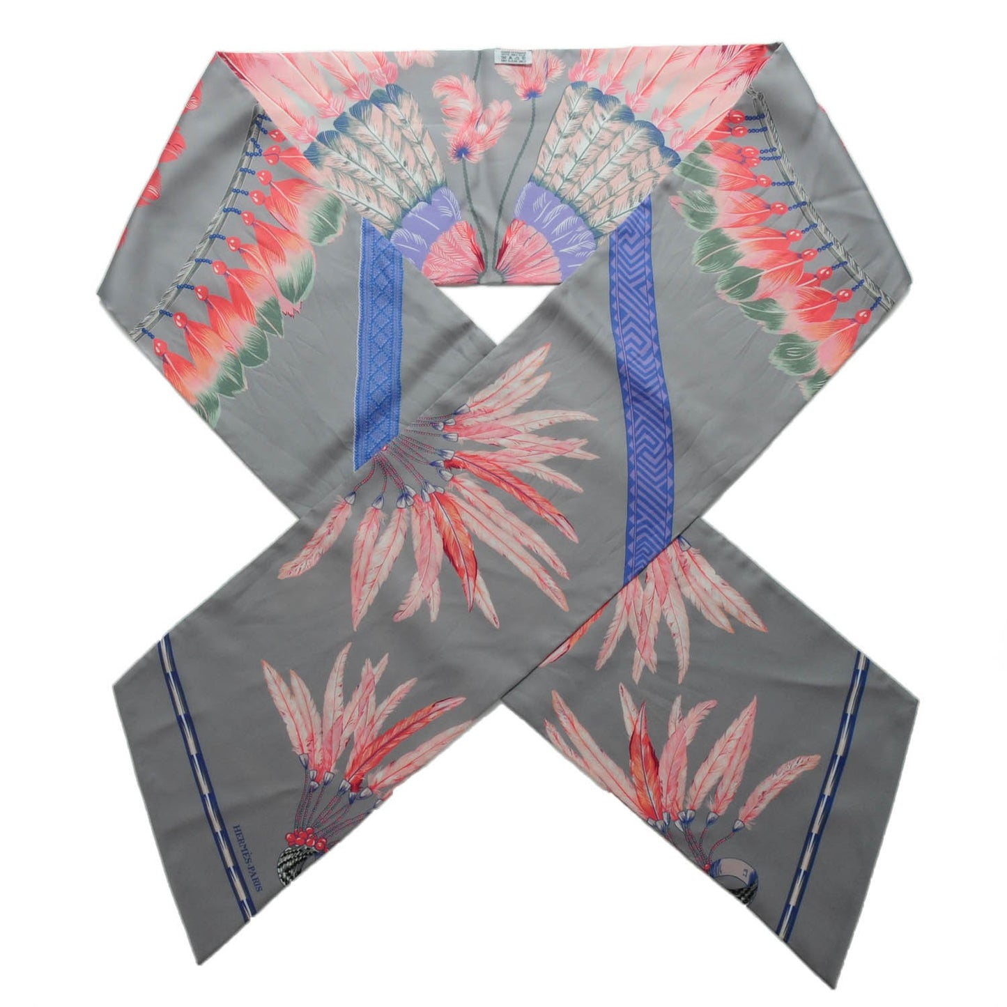 Silk Brazil Maxi Twilly Gris Perle Saumon Mauve