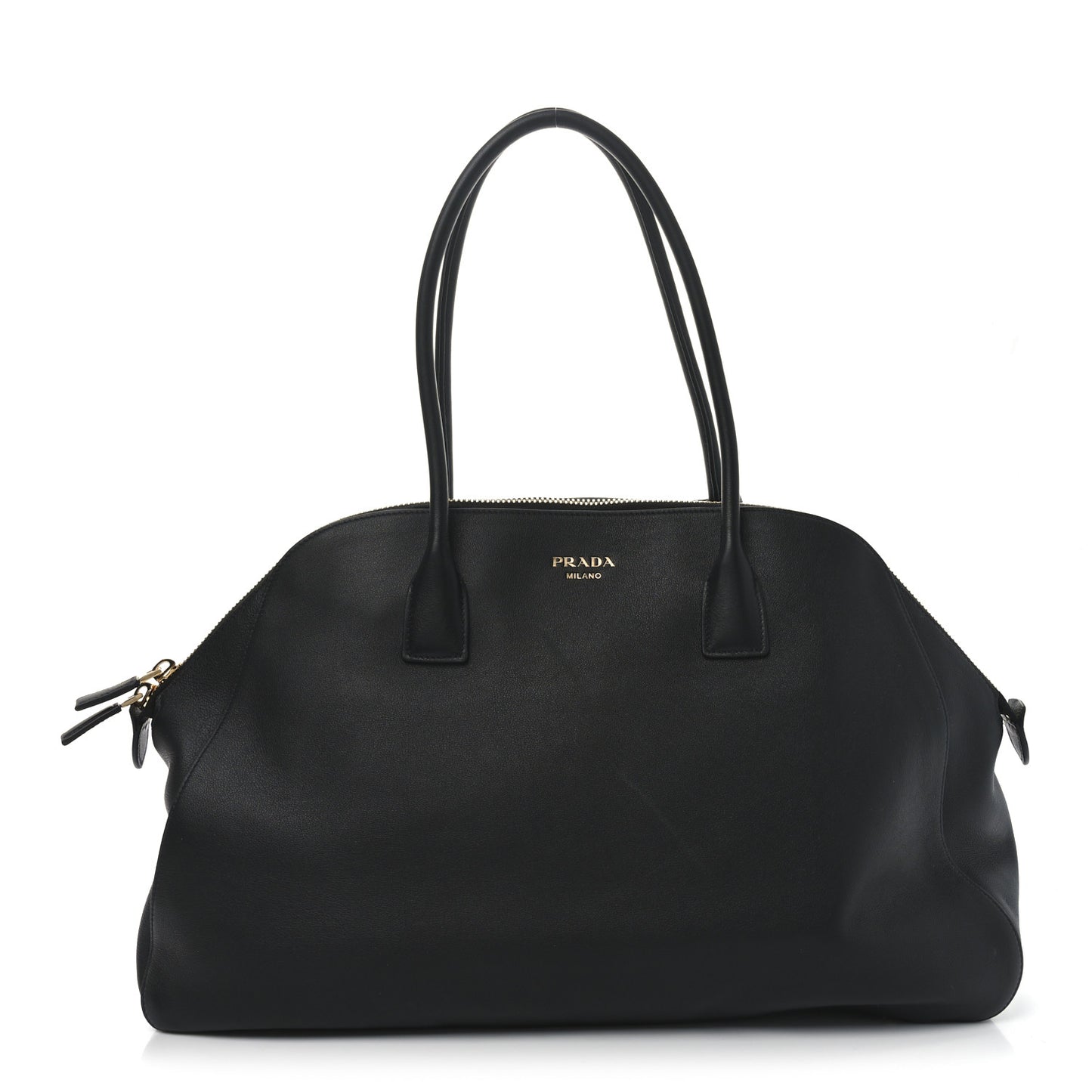 Calfskin Large Top Handle Tote Black