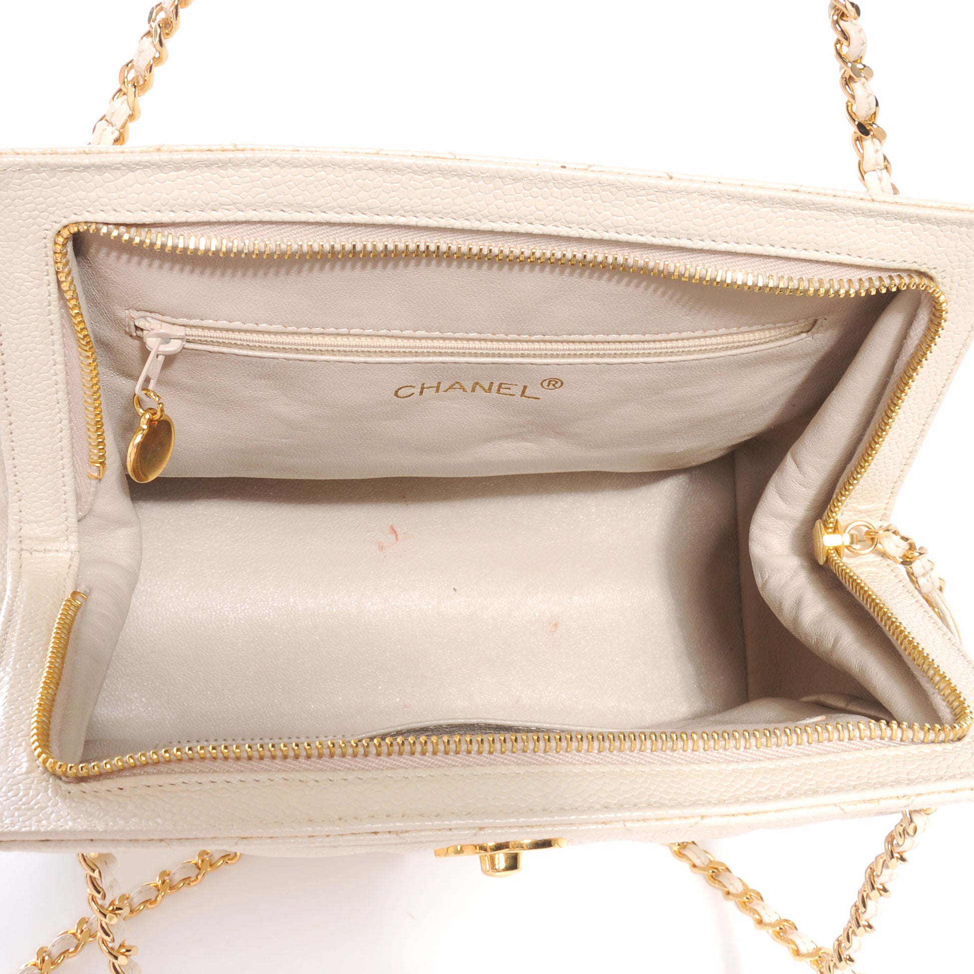 Chanel Caviar Quilted Small Chain Shoulder Bag White 5 of 8