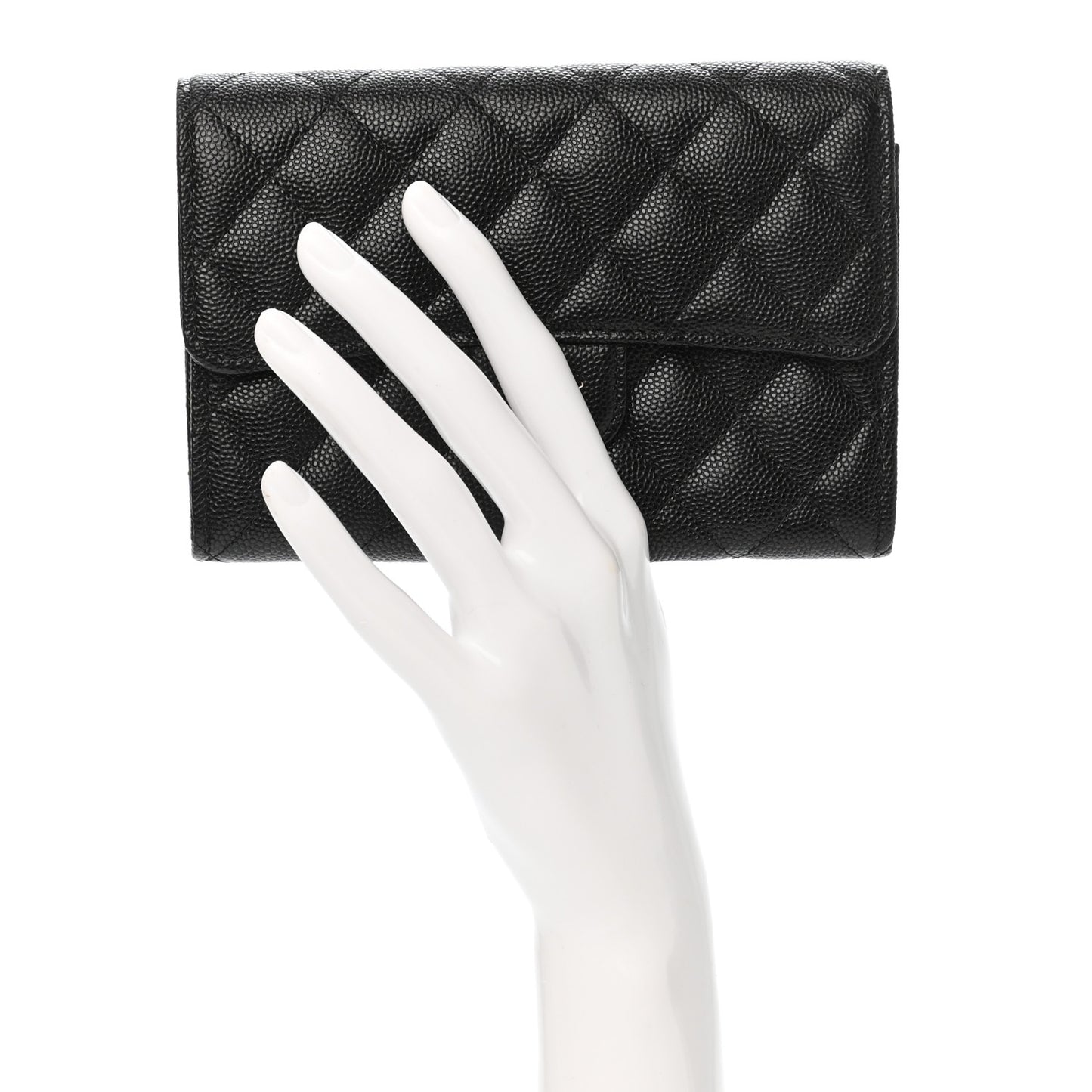 Caviar Quilted Medium Flap Wallet Black