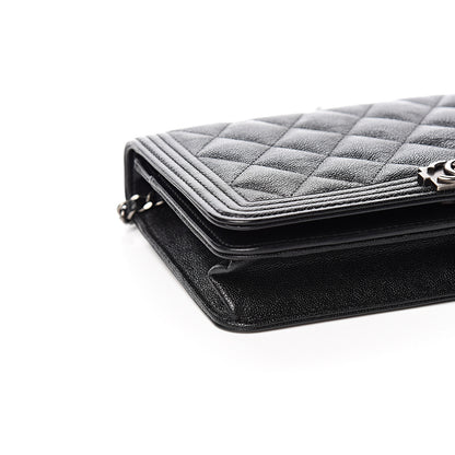 Chanel Caviar Quilted Boy Wallet On Chain WOC Black 9 of 12
