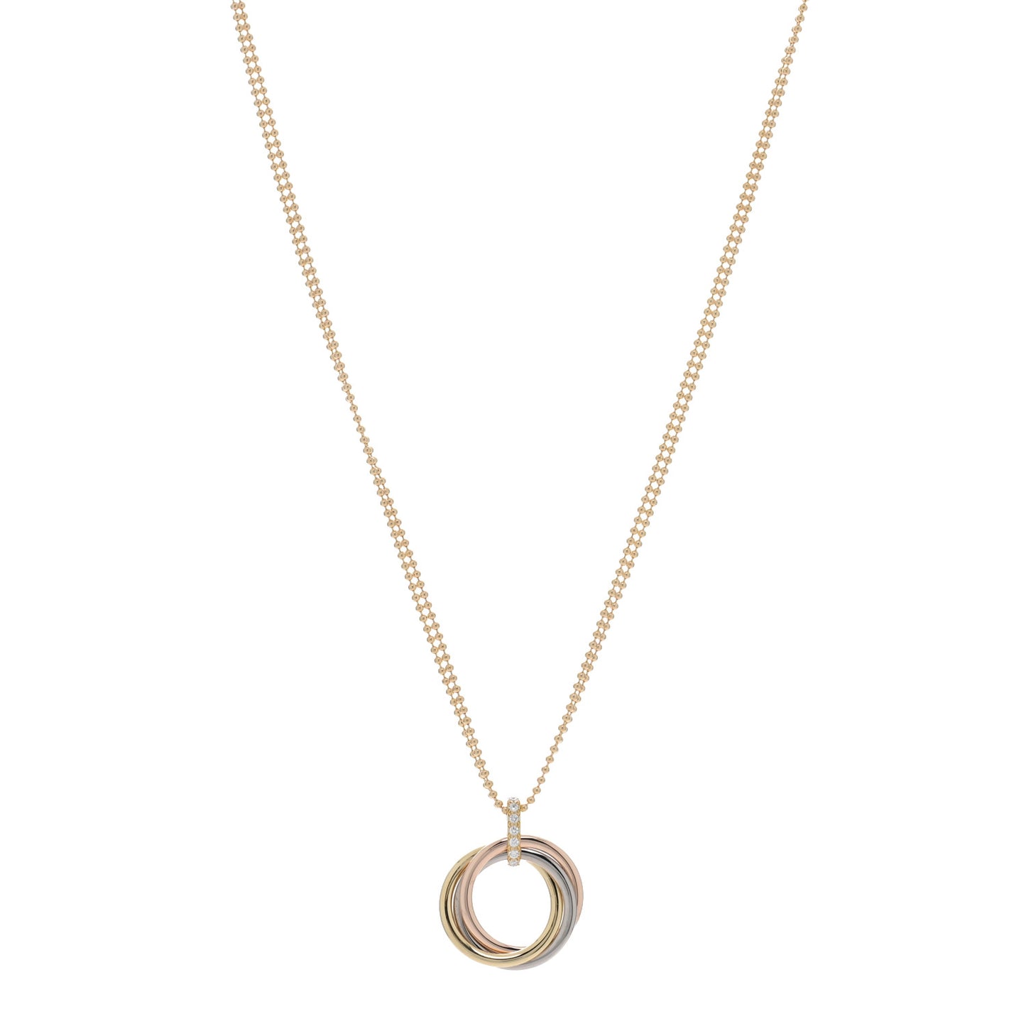 18K Pink White Yellow Gold Diamond Trinity Pendant Necklace