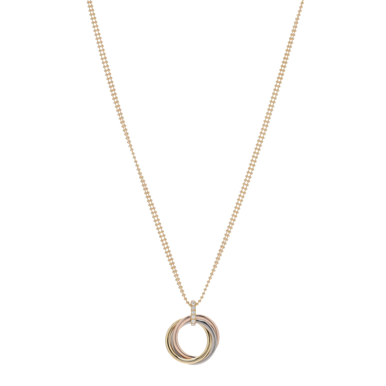 Cartier 18K Pink White Yellow Gold Diamond Trinity Pendant Necklace 1 of 5