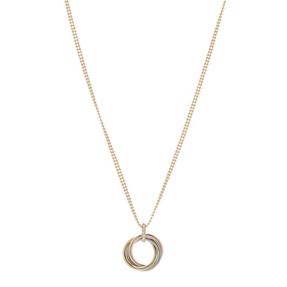 Cartier 18K Pink White Yellow Gold Diamond Trinity Pendant Necklace 1 of 5