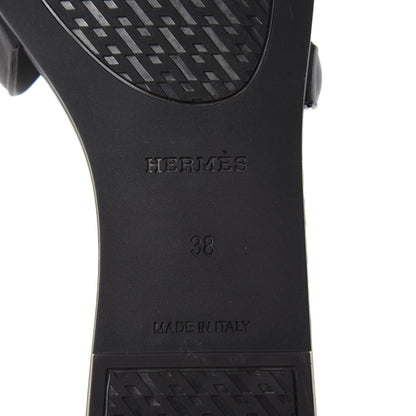 Hermes Rubber Aloha Sandals 38 Black 6 of 9