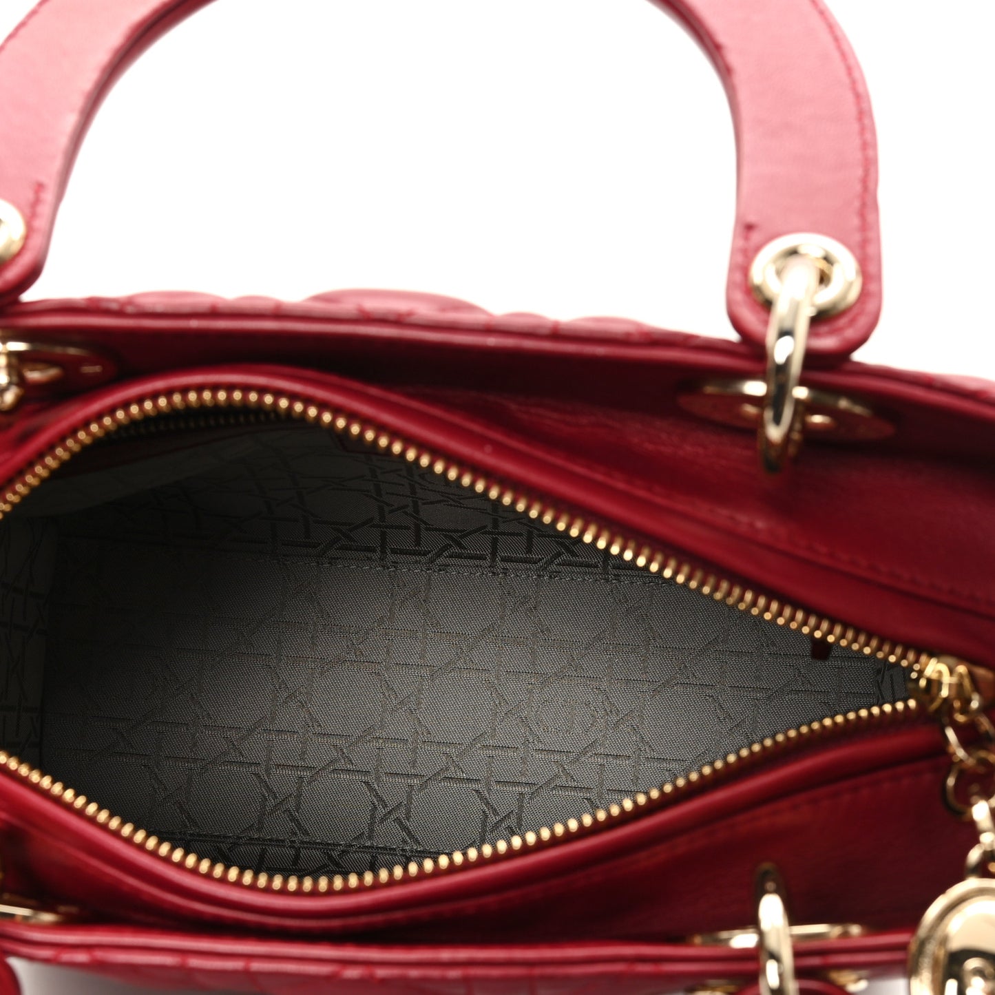 Lambskin Cannage Medium Lady Dior Red