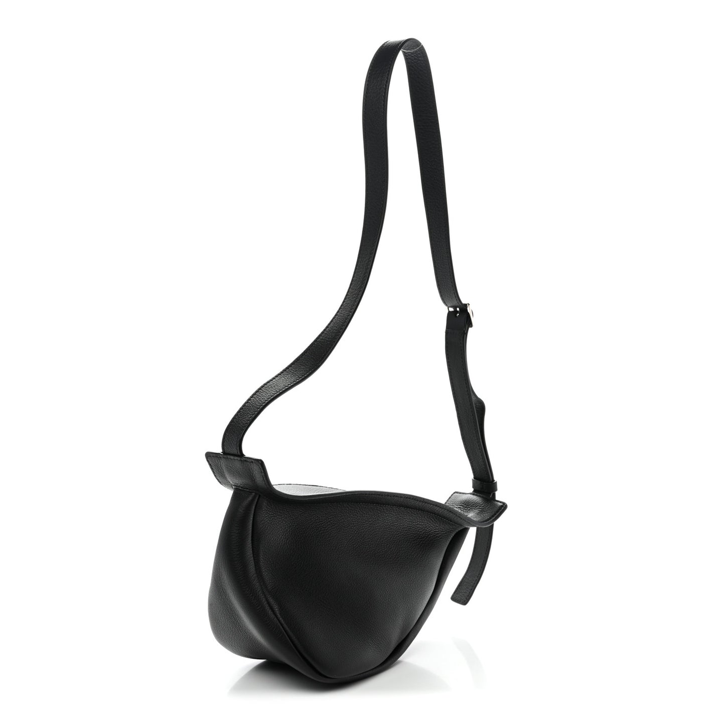 Grained Calfskin Small Slouchy Banana Bag Black