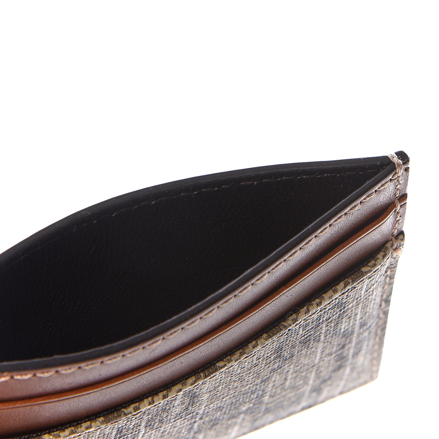 GG Supreme Monogram Calfskin Card Holder Beige Ebony Cuir