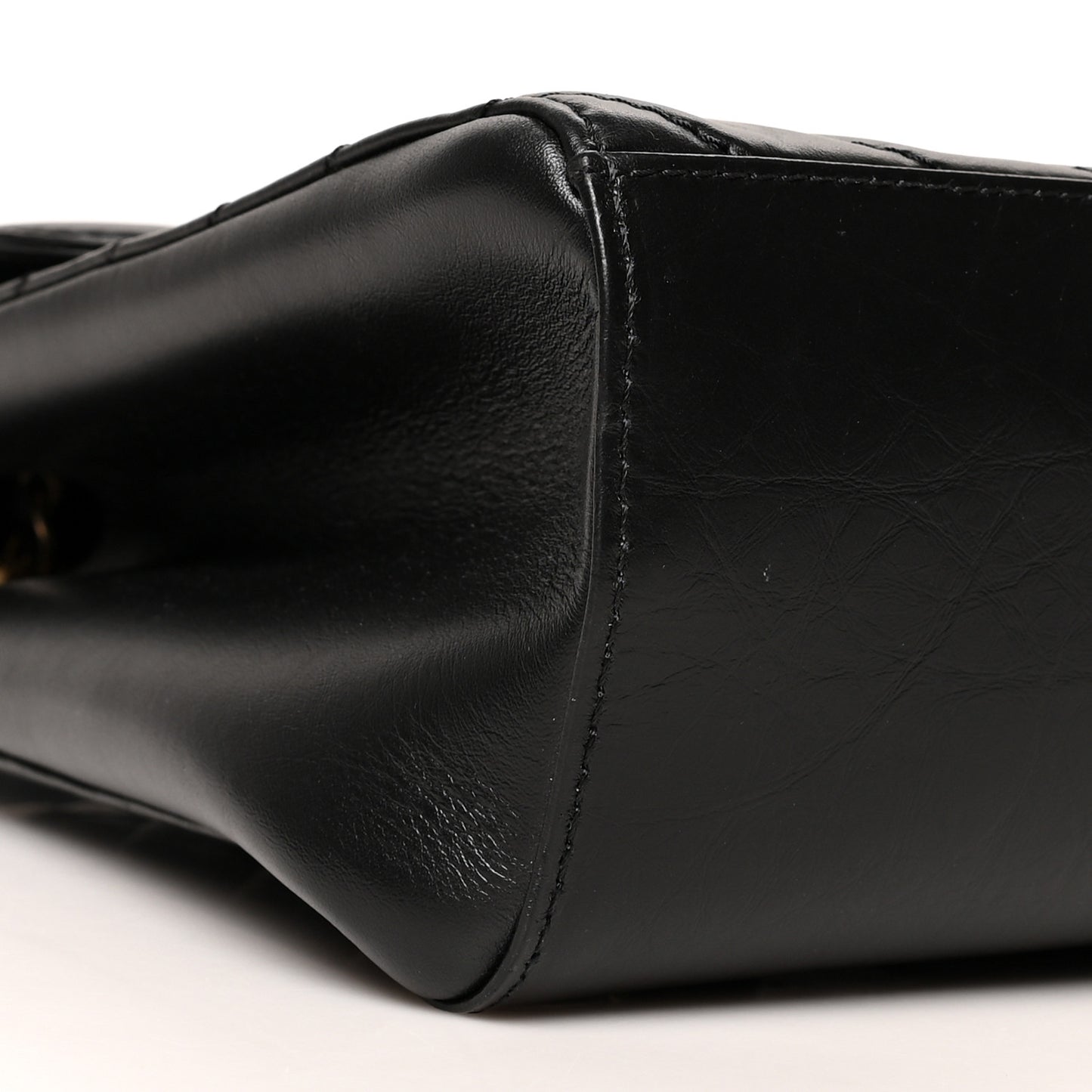Aged Calfskin Chevron Quilted Backpack Black