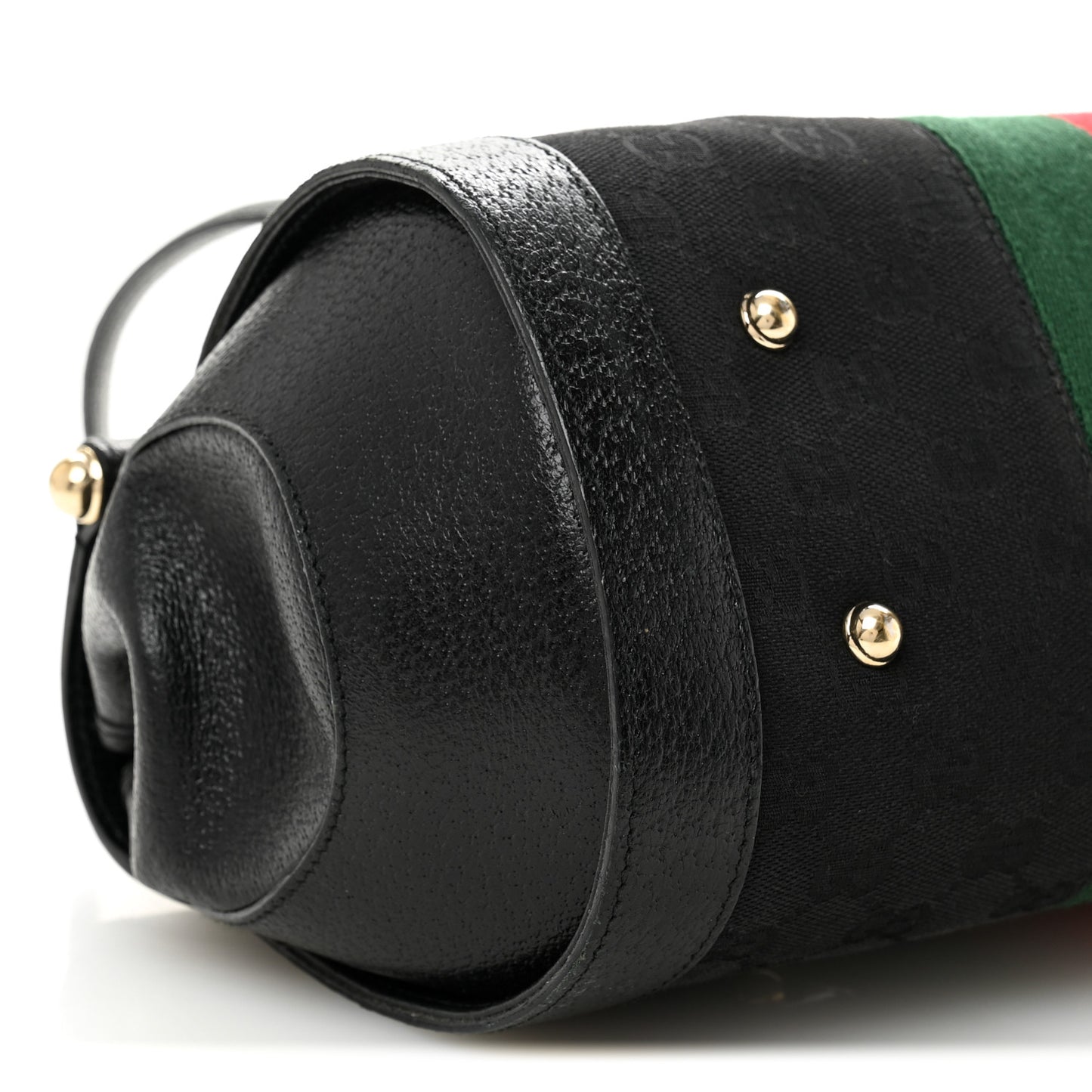 Calfskin Web Bamboo Bullet Satchel Black