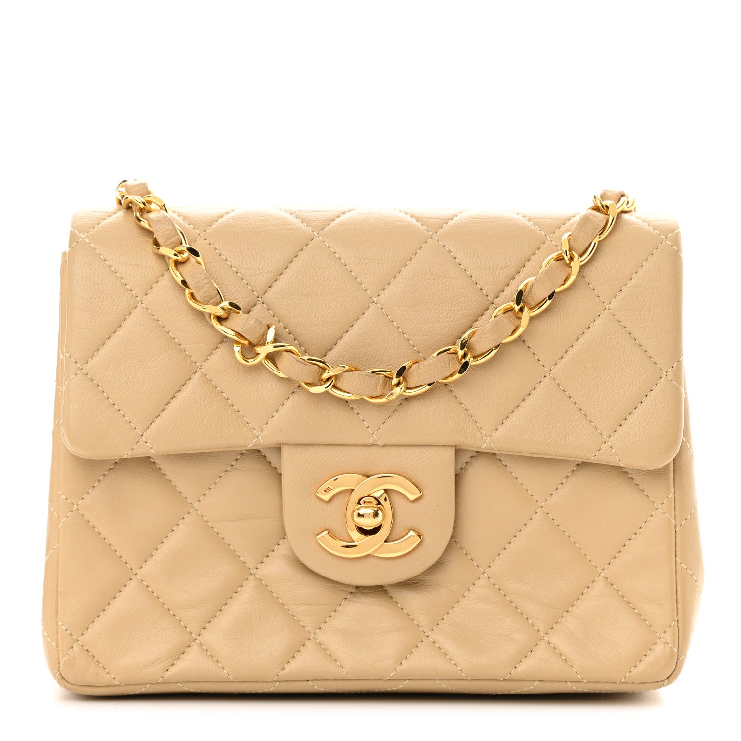 Chanel Lambskin Quilted Mini Square Flap Beige 1 of 14