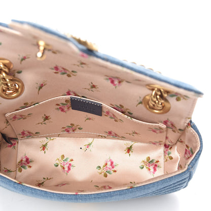 Gucci Denim Matelasse Mini Pearly GG Marmont Shoulder Bag Blue 5 of 9