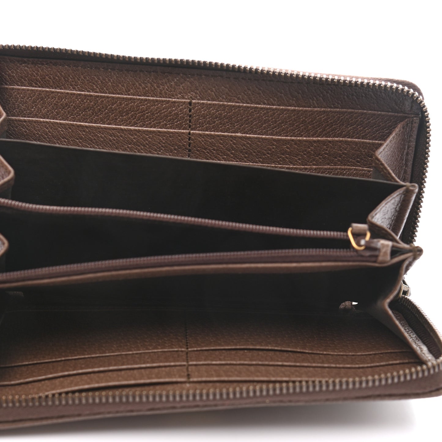 GG Supreme Monogram Web Ophidia Zip Around Wallet Brown