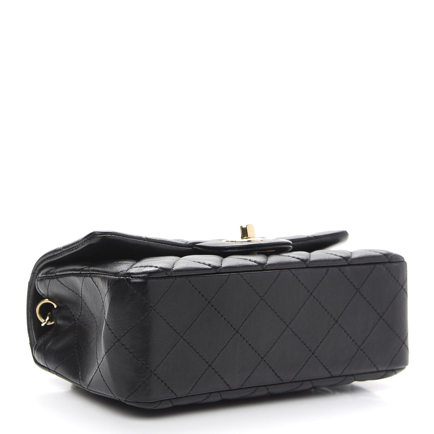 Lambskin Quilted Mini Rectangular Flap Black