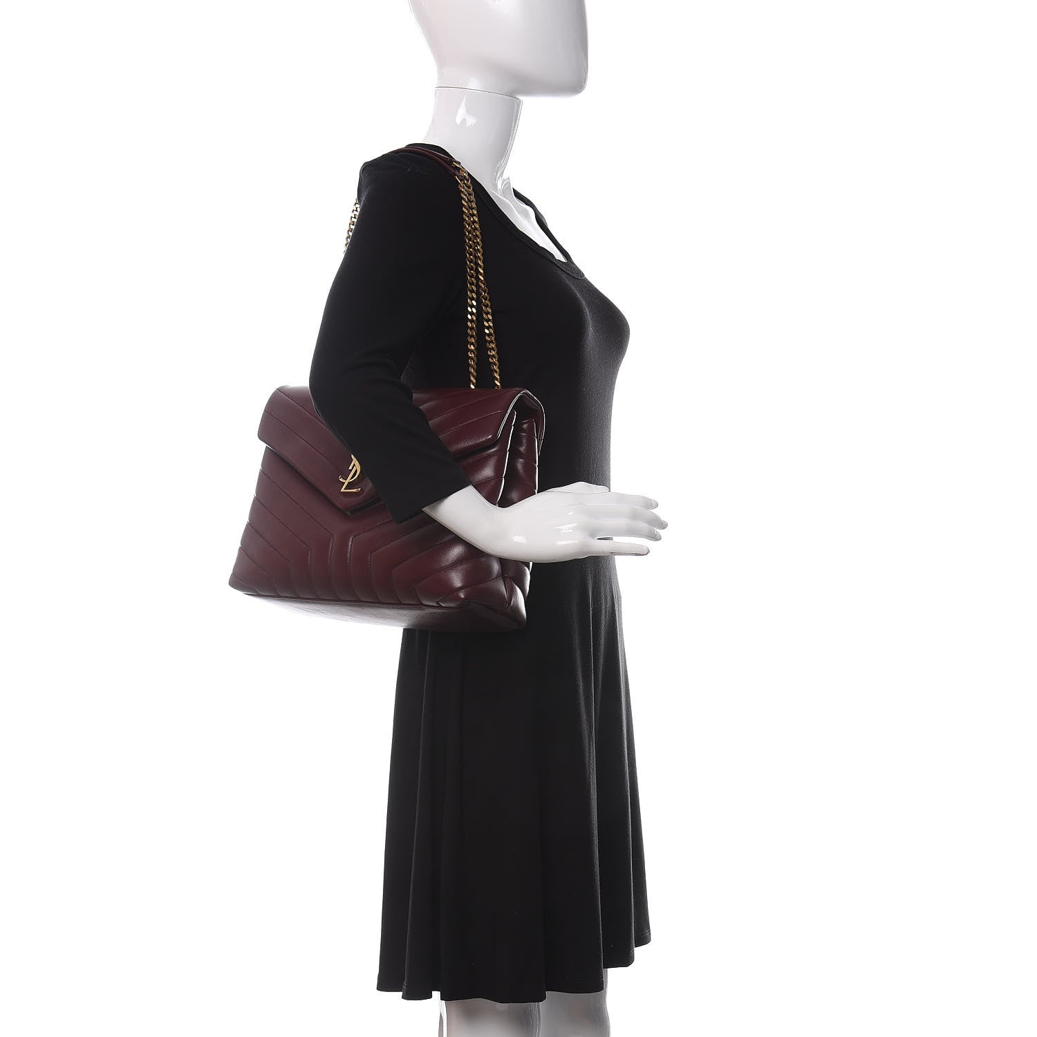 Saint Laurent Calfskin Y Quilted Monogram Medium Loulou Chain Satchel Palissandre 2 of 11
