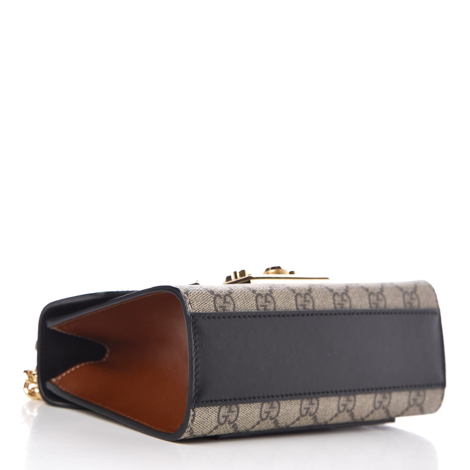 Gucci GG Supreme Monogram Calfskin Small Padlock Shoulder Bag Beige Black Cuir 5 of 11