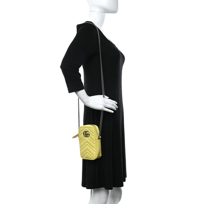 Gucci Calfskin Matelasse Mini GG Marmont Crossbody Bag Banana 2 of 9