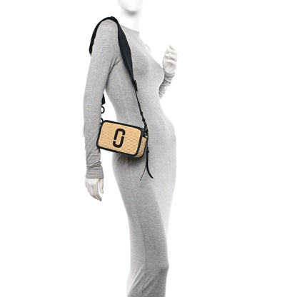 Marc Jacobs Calfskin Woven Straw Small Snapshot Camera Bag Beige 2 of 10