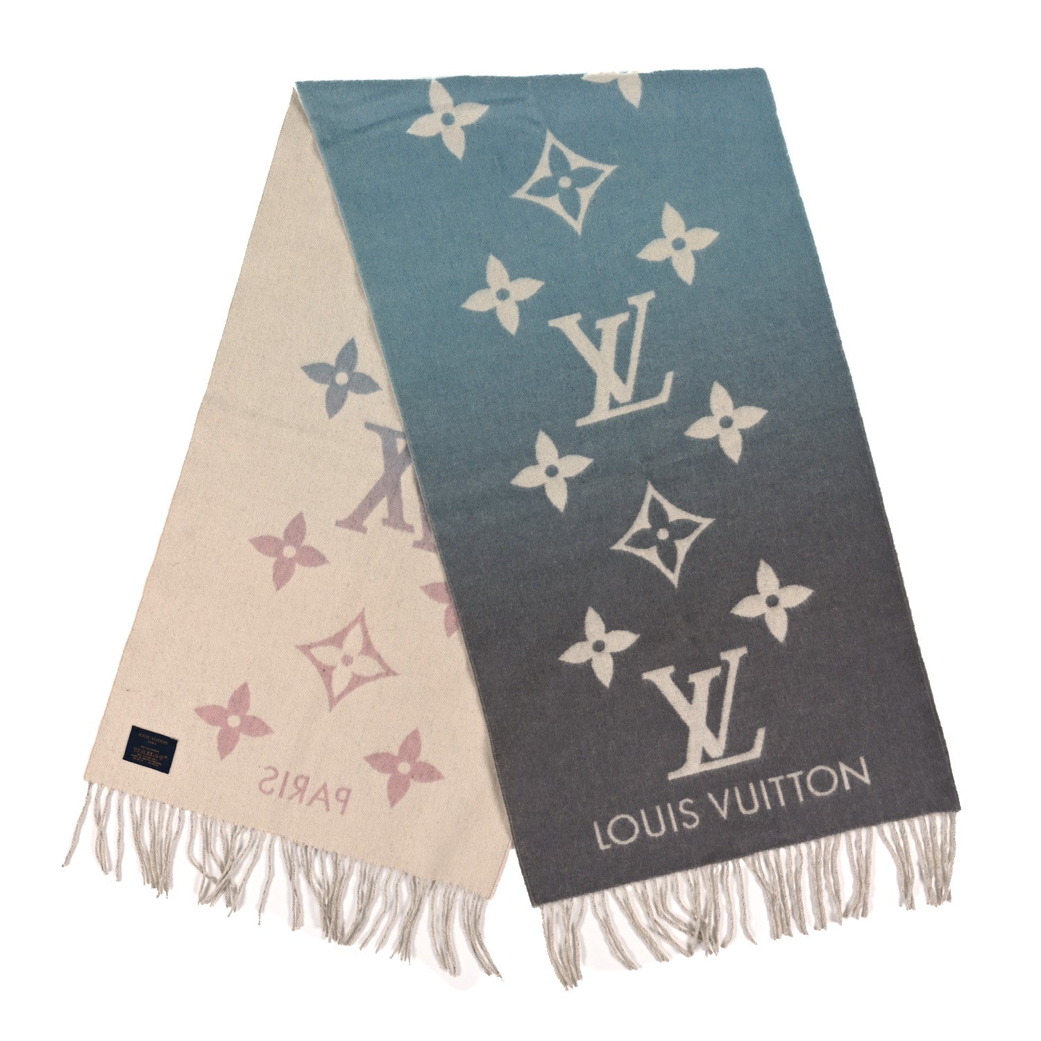 Louis Vuitton Cashmere Monogram Reykjavik Scarf Bleu Rose 2 of 3