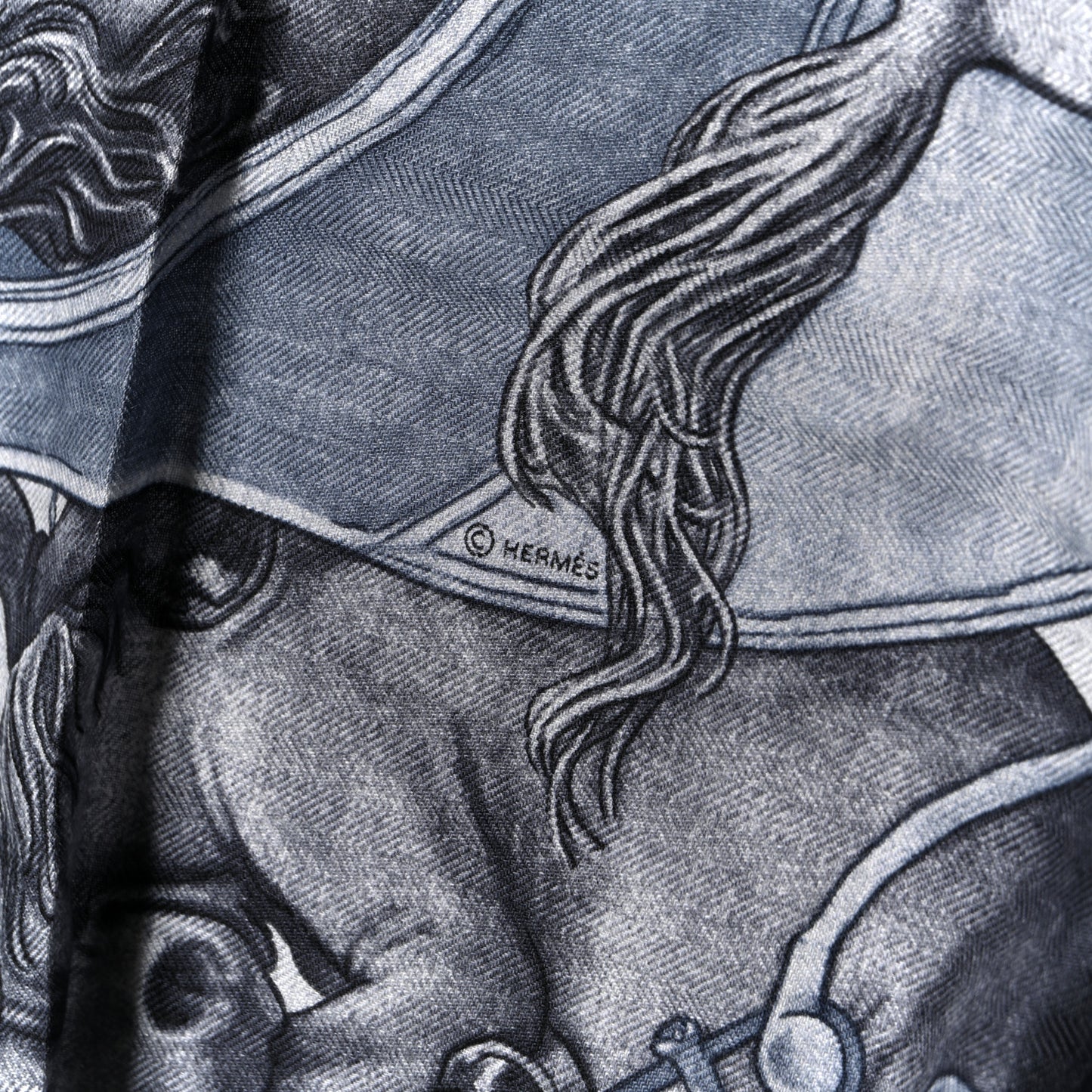 Cashmere Silk Grand Carrosse Royal Scarf 100 Gris Chine Gris Jaune
