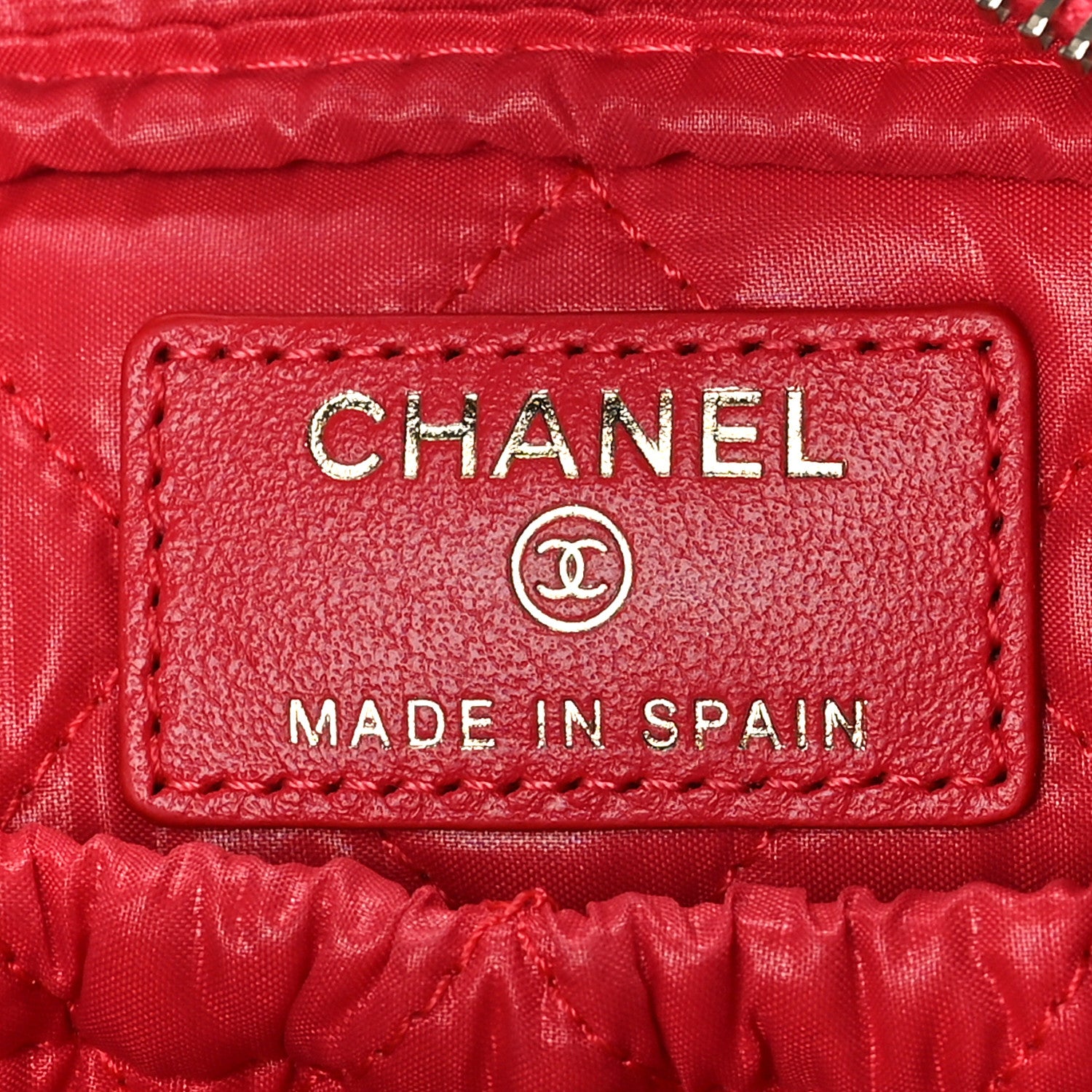 Chanel Caviar Quilted Small Curvy Pouch Cosmetic Case Red 6 of 10