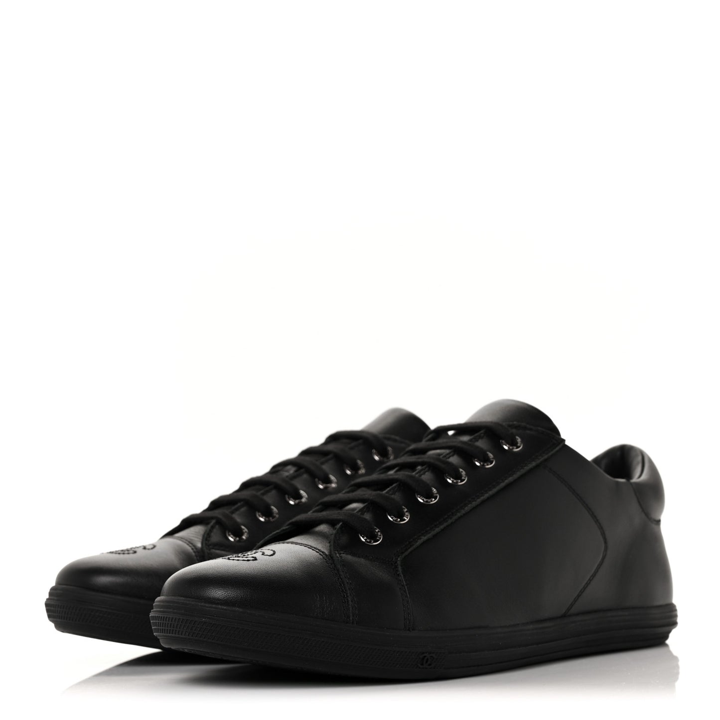Calfskin Mens CC Cap Toe Sneakers 40 Black