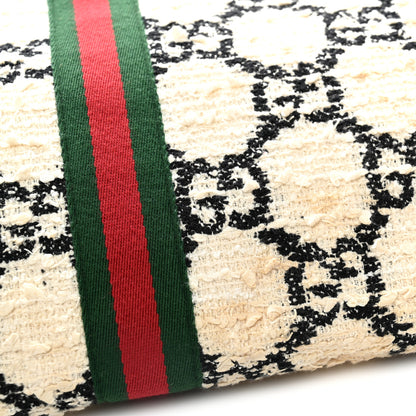 Gucci Tweed GG Monogram Large Rajah Chain Tote White Black Romantic Cherry 14 of 14