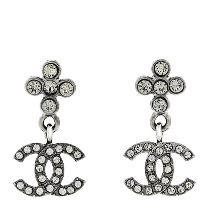 Chanel Crystal CC Drop Earrings Ruthenium 1 of 5