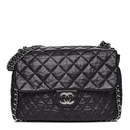 Chanel Washed Lambskin Quilted Maxi Chain Around Flap Black 1 of 11