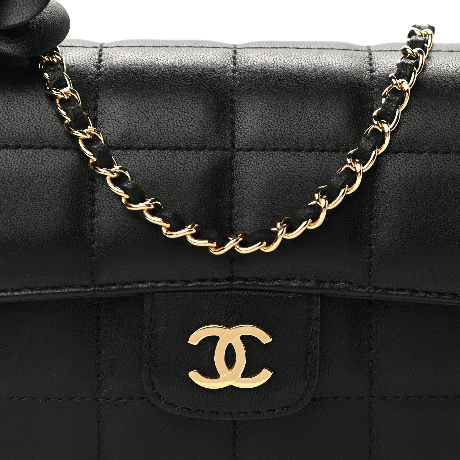 Chanel Lambskin Quilted Mini Chocolate Bar Camellia Flap Black 8 of 12